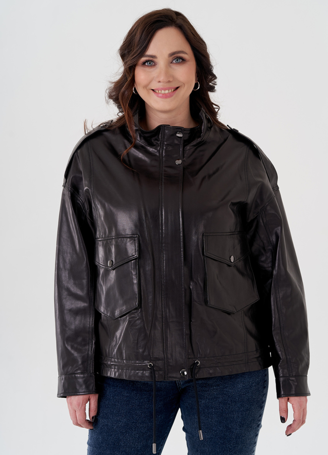 Куртка из натуральной кожи черного цвета модель № 24096 универмаг малина Куртка из натуральной кожи черного цвета модель № 24096 универмаг малина