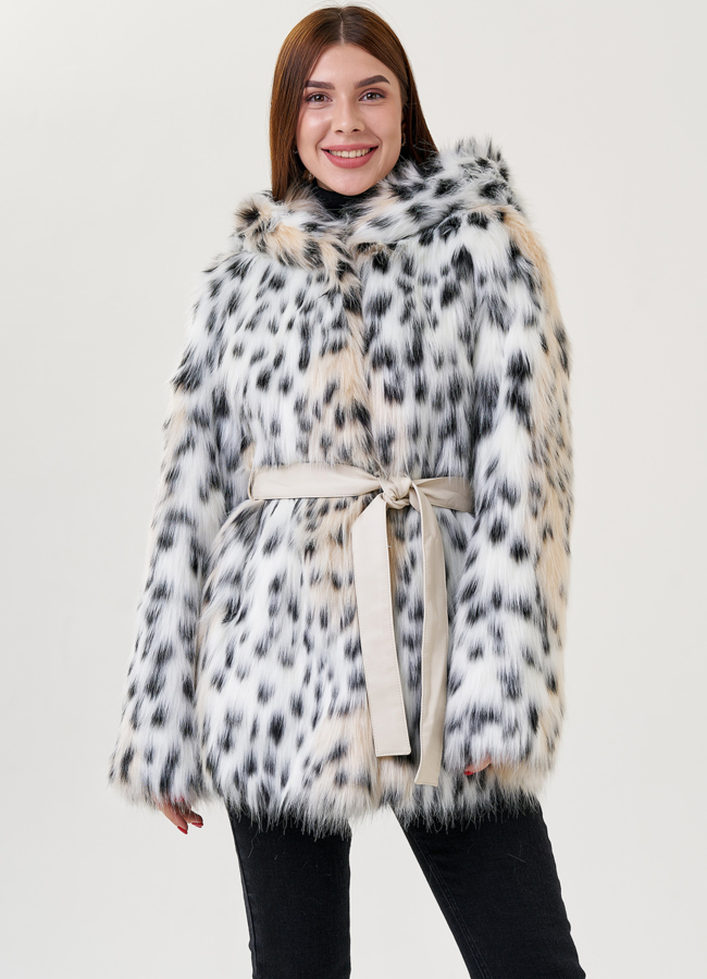 фото Женское полупальто из искусственной рыси  модель № 23618
