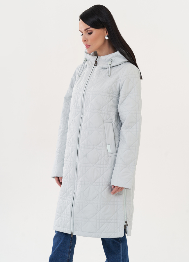 фото Стеганое пальто с капюшоном модель № 27009
