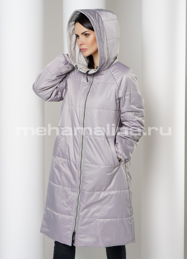 Двусторонняя парка с капюшоном модель № 338 меха малина