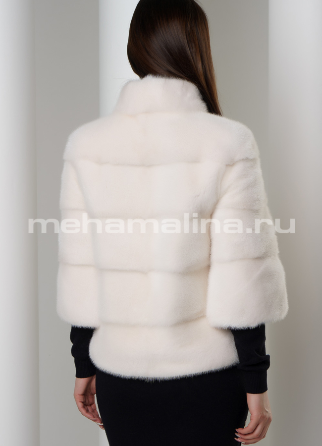 Белая норковая шуба модель № S-593 в кредит