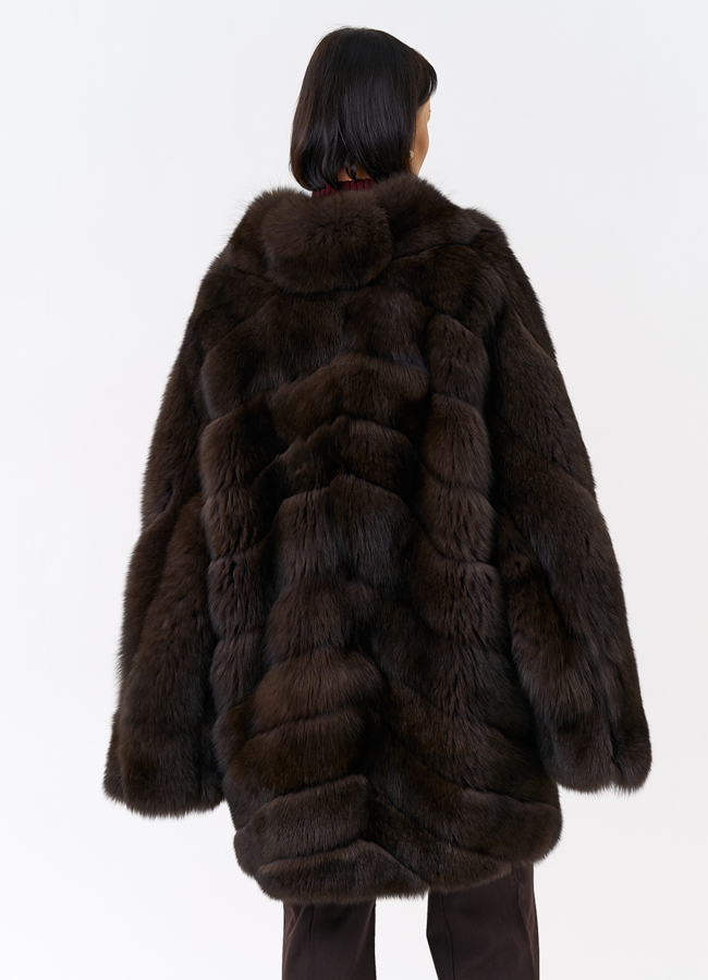 Шуба кимоно из песца модель № 32015 в кредит