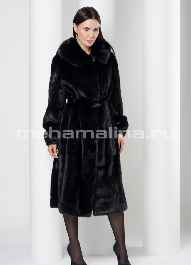Норковая шуба с капюшоном модель № S-724 в рассрочку