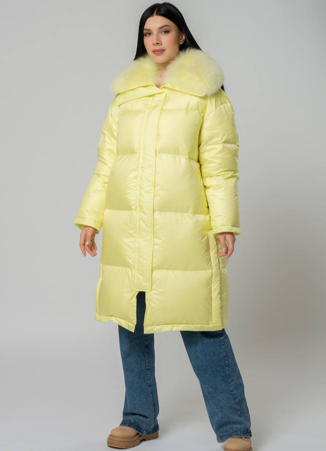 фото Женский пуховик желтого цвета  модель № 22165