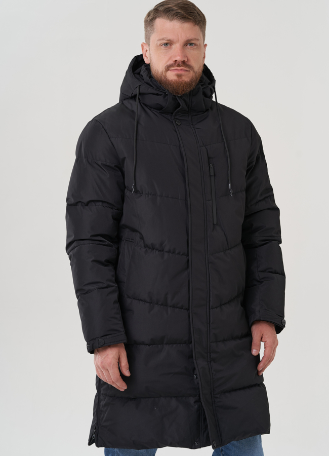 фото Мужская куртка с капюшоном черного цвета  модель № 82426