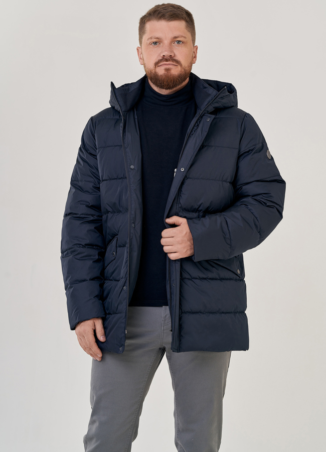 Мужской пуховик в темно-синем цвете модель № 23190 универмаг малина