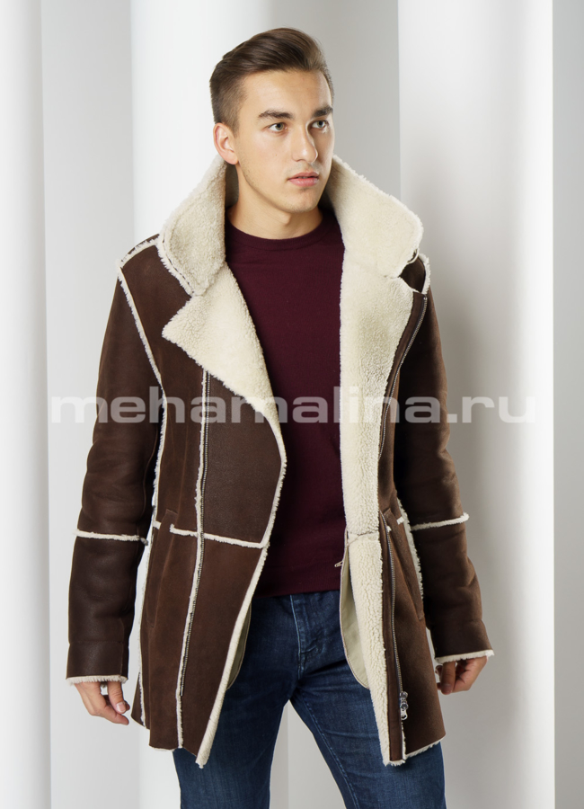 Мужская дубленка премиального качества модель № DM-116 универмаг малина