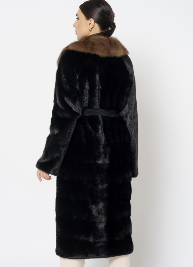 Черная шуба с куницей модель № 1217 в кредит