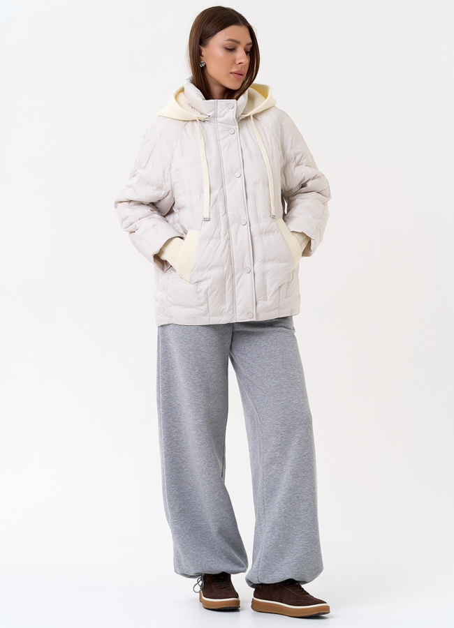 Женская куртка с трикотажным капюшоном модель № 31387 в кредит