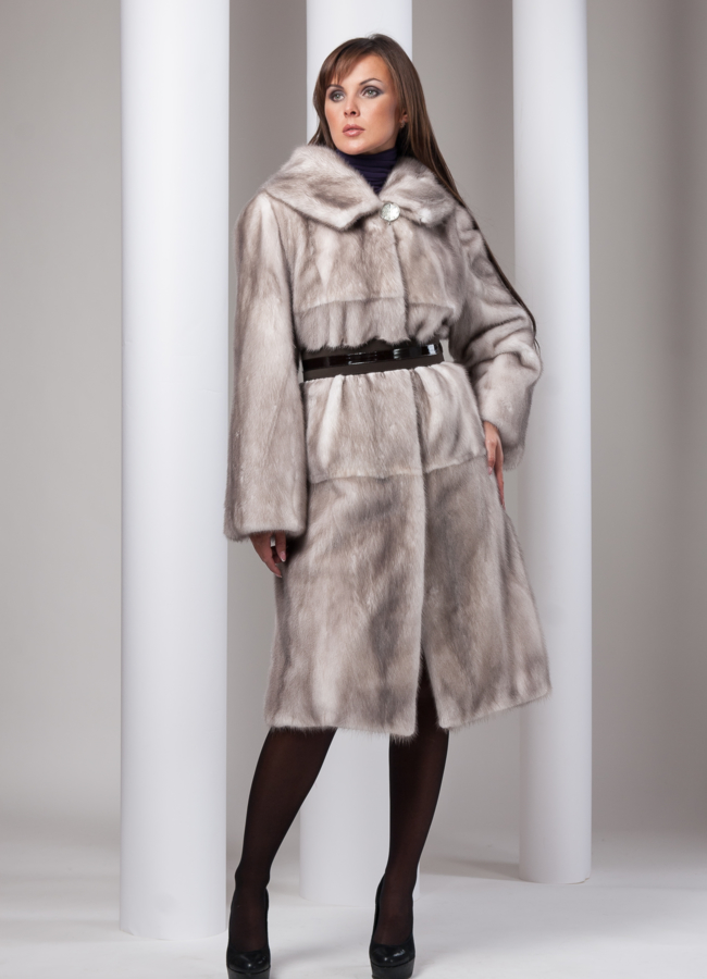 Шуба норка модель № S-35 меха малина