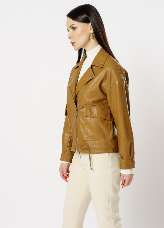 Куртка из эко кожи коричневого цвета модель № 20628 универмаг малина