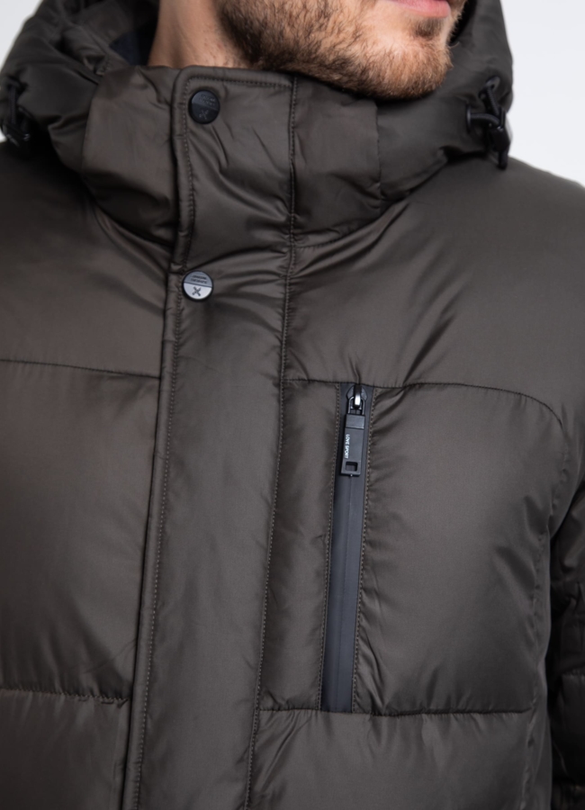 Мужской пуховик с капюшоном  модель № 25595 универмаг малина