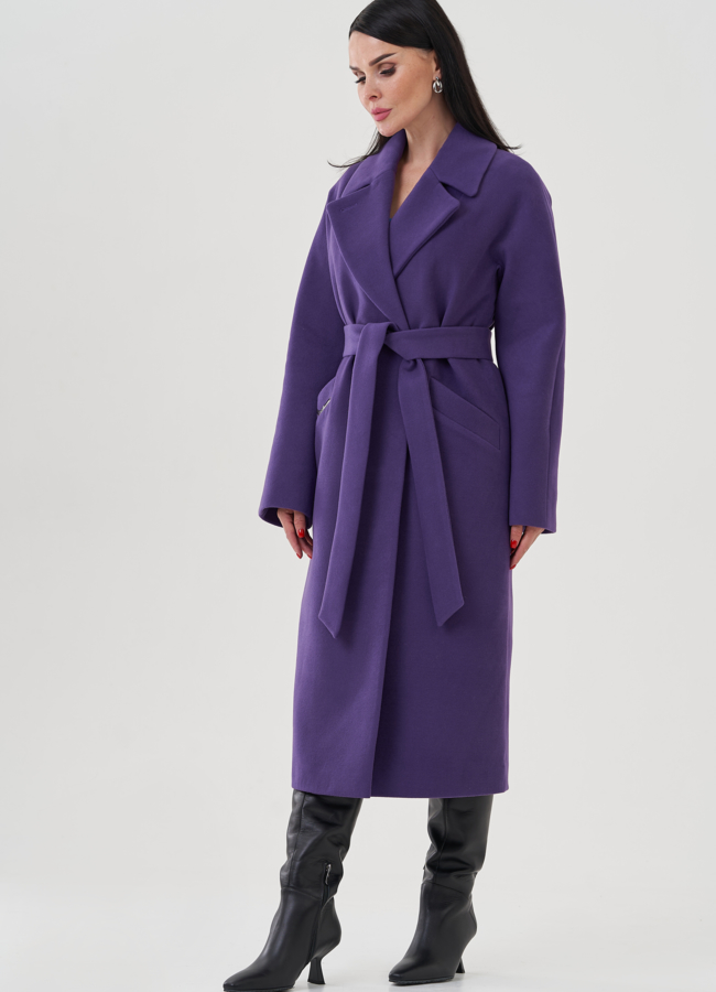 фото Пальто фиолетового цвета с английским воротником модель № 24712