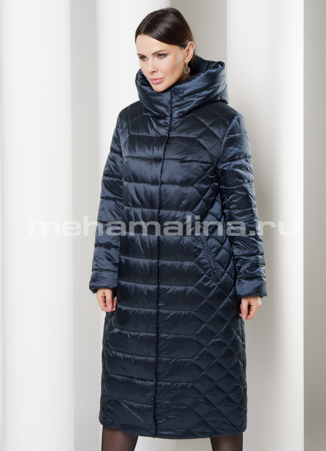 Плащ удлиненный модель № 8853 меха малина