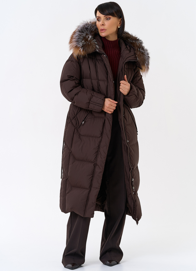 Женский пуховик с отделкой из меха блюфрост модель № 31797 универмаг малина