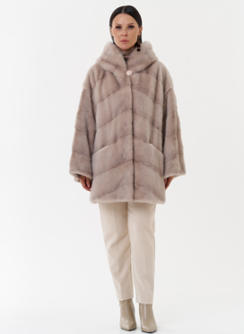 Шуба из норки с капюшоном