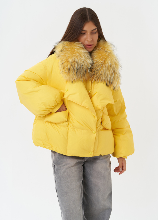 Куртка с отделкой из меха енота модель № 28832 в кредит