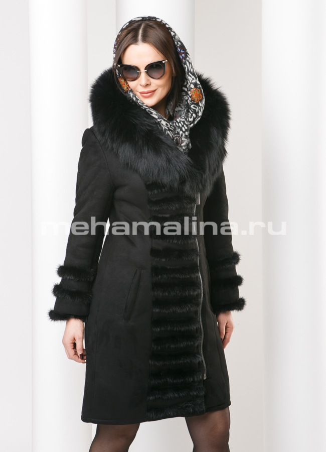 Дубленка на молнии модель № D-159 универмаг малина
