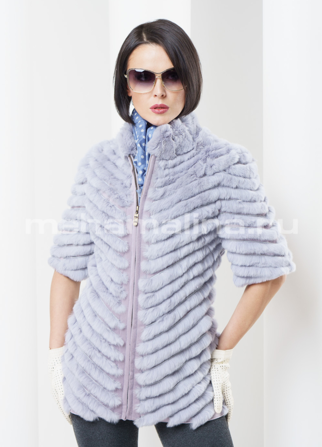 Жакет из кролика модель № M-68-1 меха малина