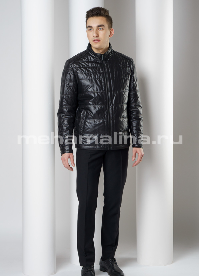 фото Утепленная куртка черного цвета модель № 2002