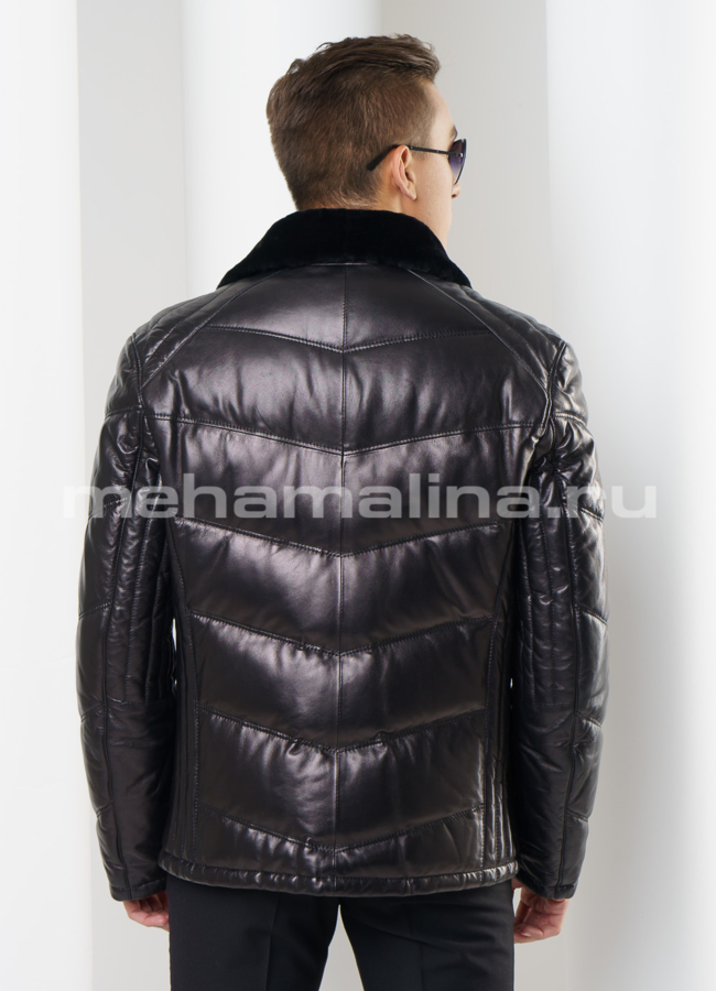 Пуховик из натуральной кожи модель № ПМ-61 в кредит