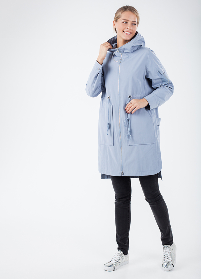 Плащ с капюшоном модель № 516 меха малина