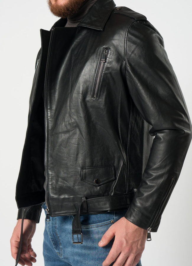 Мужская косуха из натуральной кожи в черном цвете модель № 21612 универмаг малина