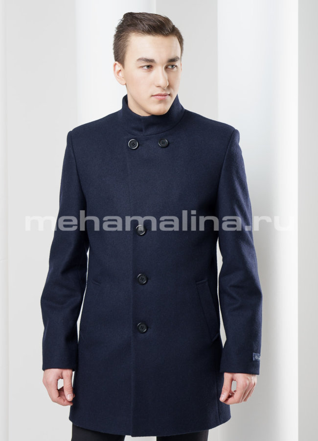 Пальто, цвет синий модель № PM-3 меха малина