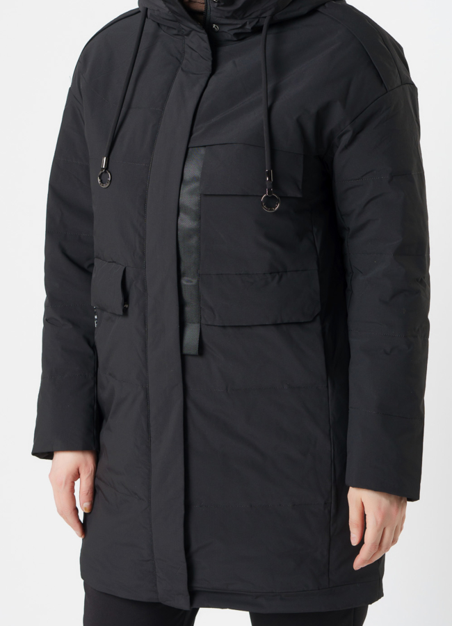 Полупальто женское черного цвета модель № 20592 универмаг малина