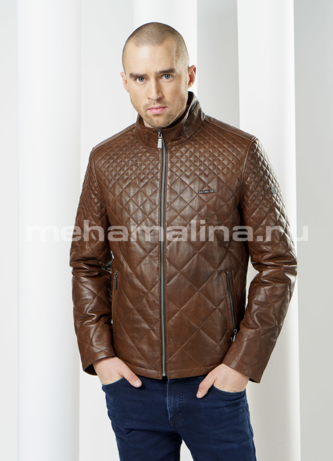 фото Куртка кожаная, цвет коричневый модель № KP-93