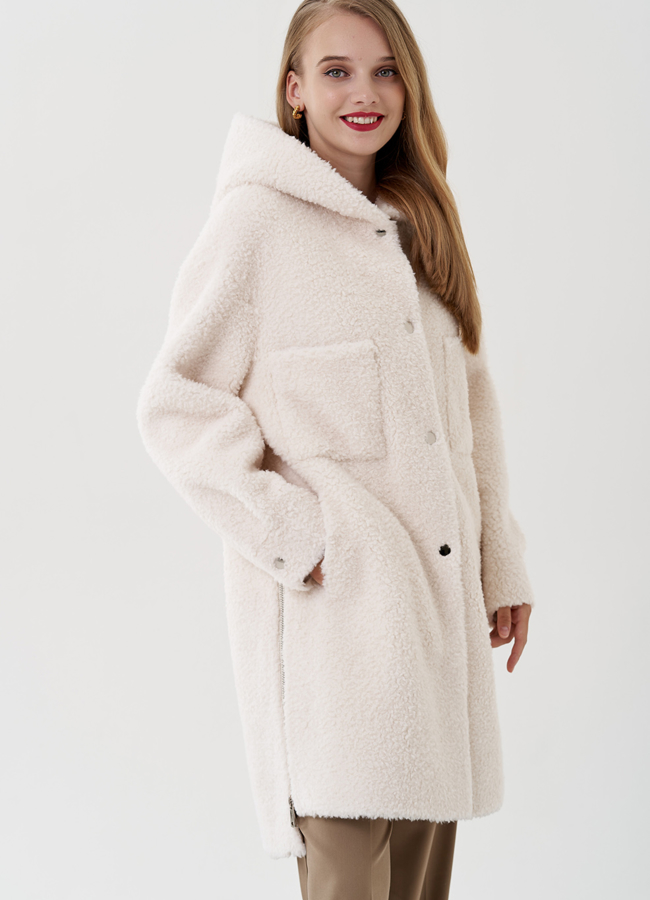 Женское полупальто в белом цвете модель № 81228 в рассрочку