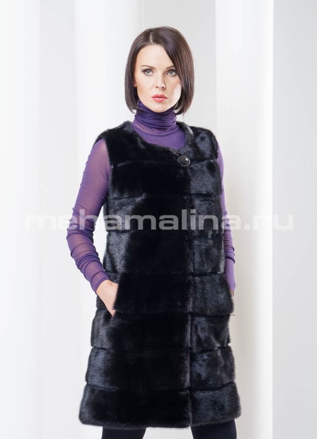 Норковый пуховик со съемными рукавами модель № S-274 в рассрочку