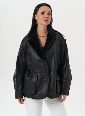 Куртка из натуральной кожи с английским воротником