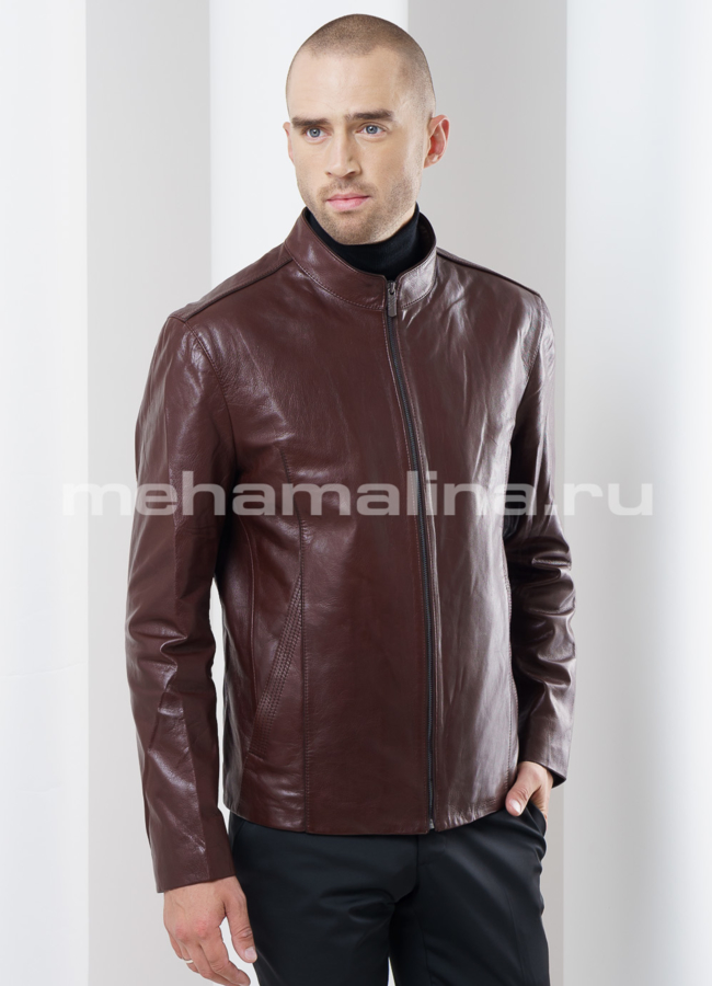 Куртка из кожи модель № KP-150 меха малина