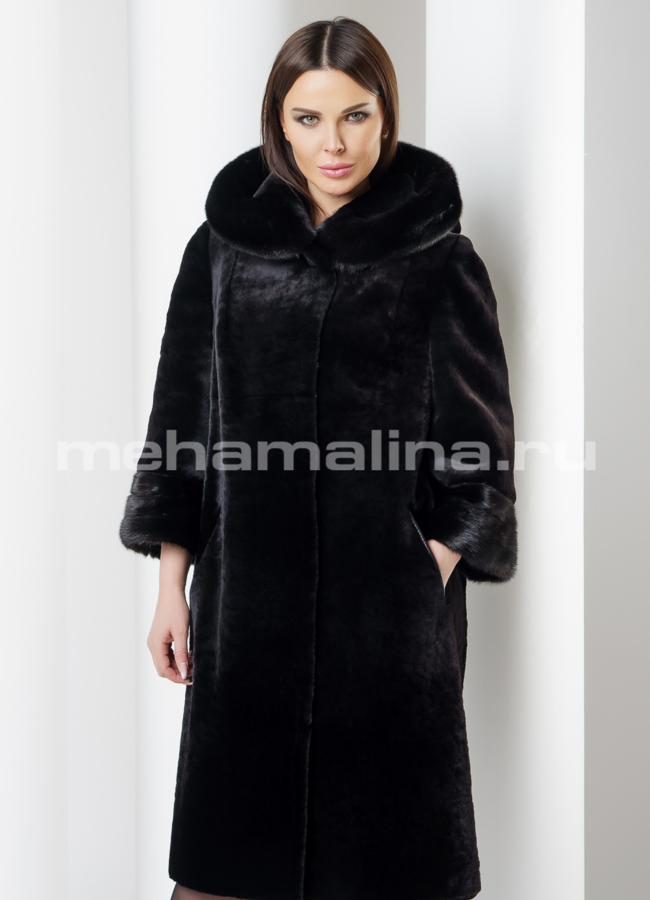 Шуба мутон модель № S-563 меха малина