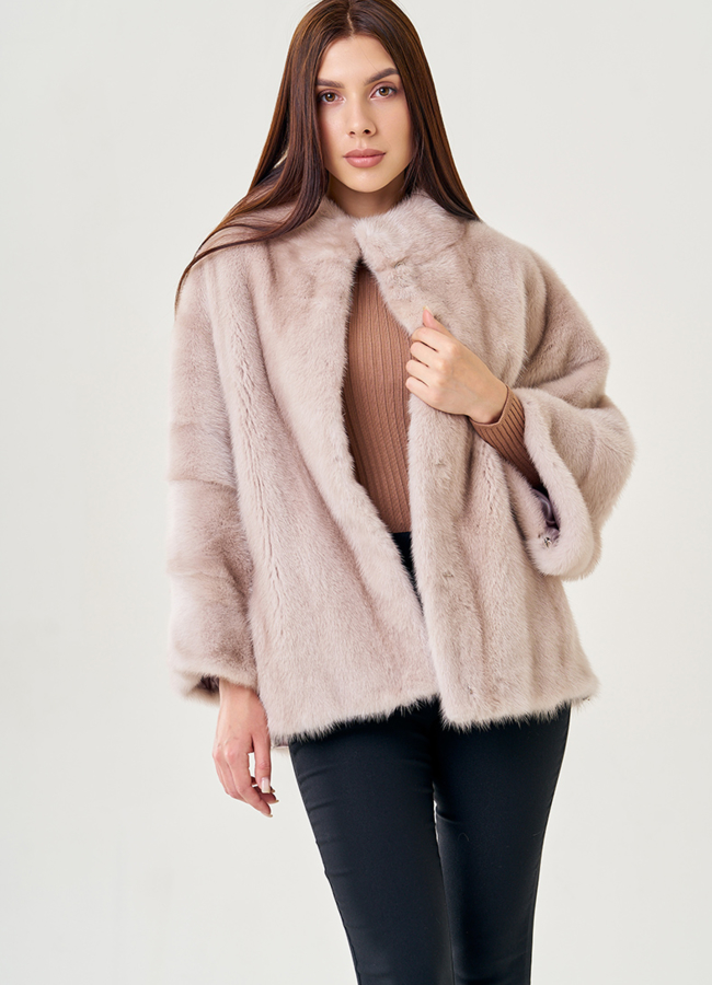 Куртка из норки в пудровом цвете модель № 78772 универмаг малина
