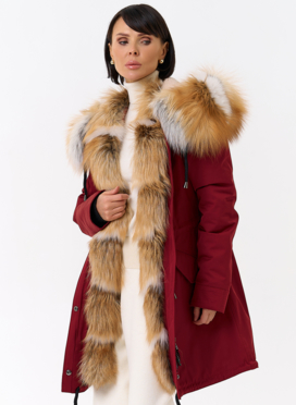 Женская парка с капюшоном из меха рыжей лисы