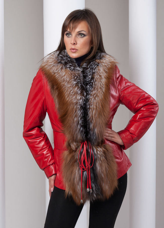 Кожаная куртка утепленная модель № K-135 в кредит