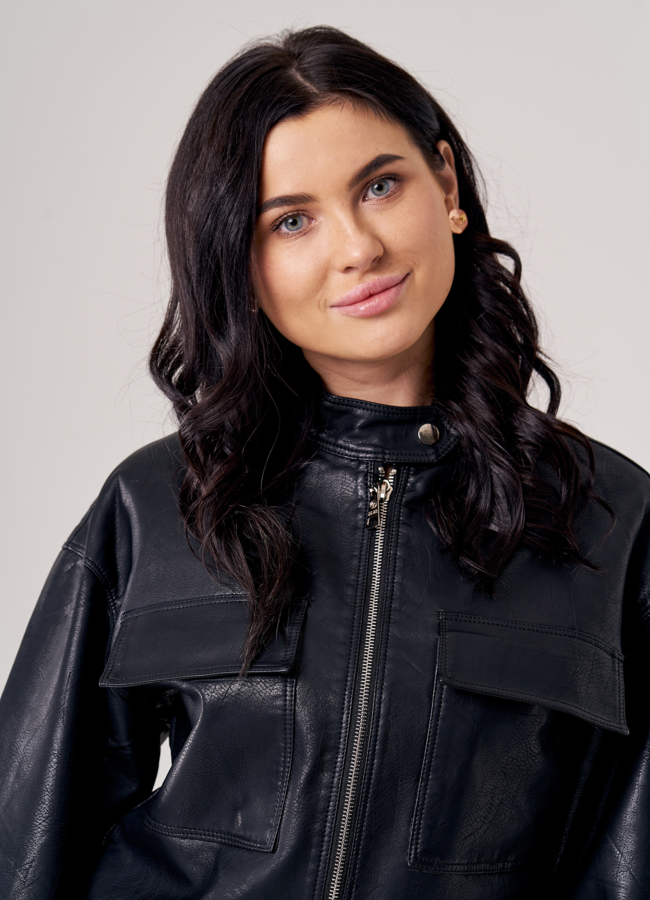 Женская куртка из эко кожи черного цвета модель № 20748 универмаг малина