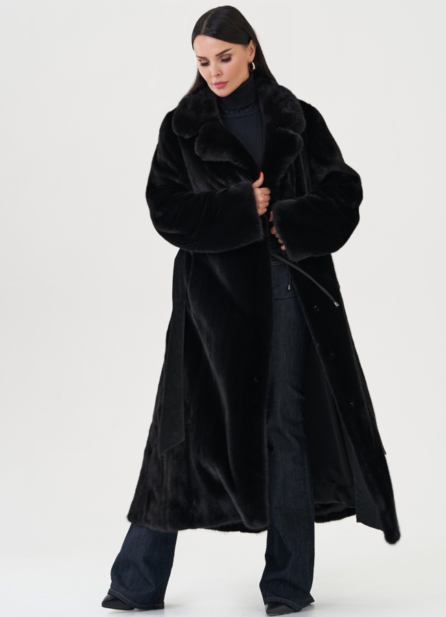 Шуба из меха норки с английским воротником модель № 24721 универмаг малина