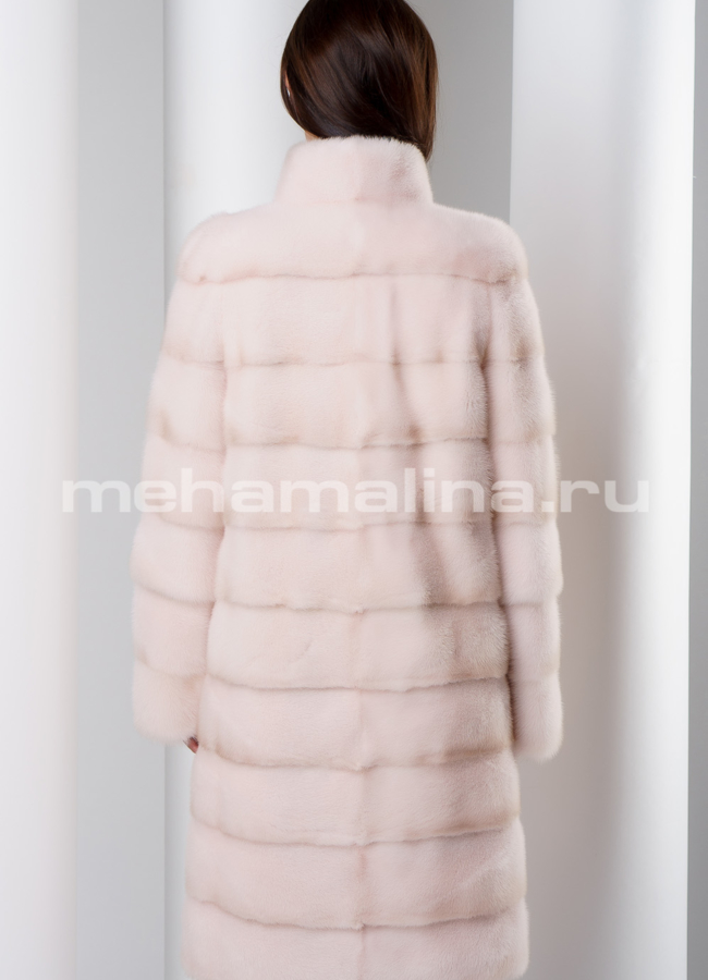Белая норковая шуба удлиненная модель № S-540 в кредит