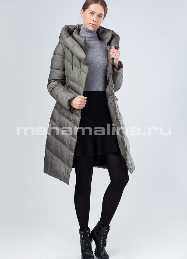 Пуховик  зимний модель № П-267 меха малина