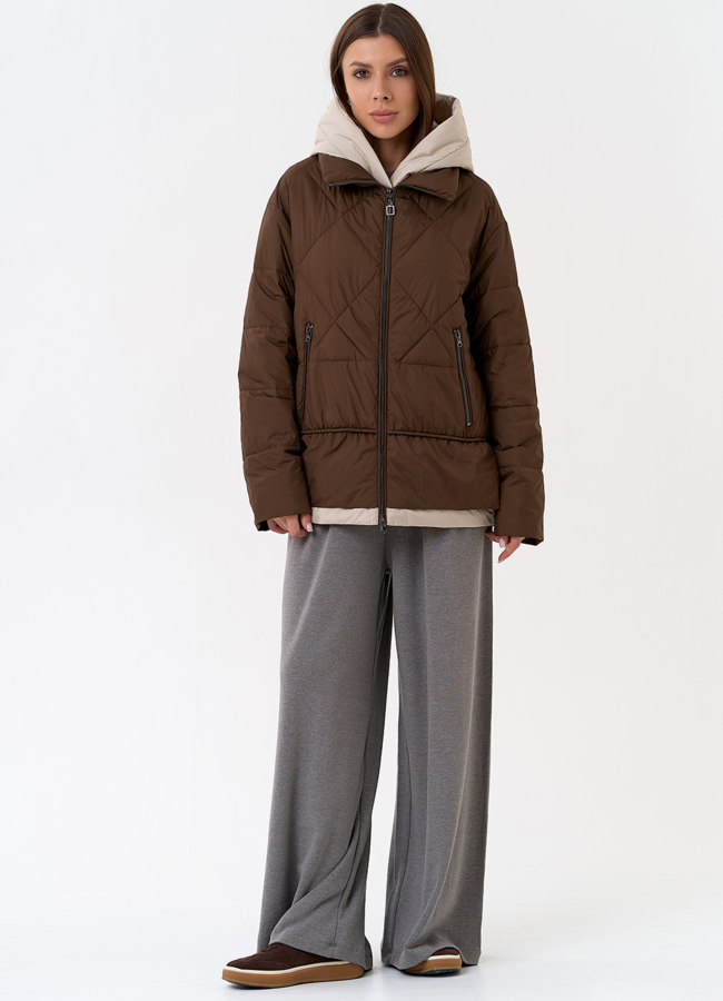 Женская куртка с контрастным капюшоном модель № 31392 универмаг малина