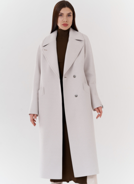 Удлиненное женское пальто в цвете жемчуг