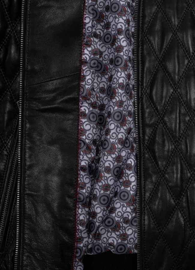 Куртка кожаная черного цвета модель № S-101 в рассрочку