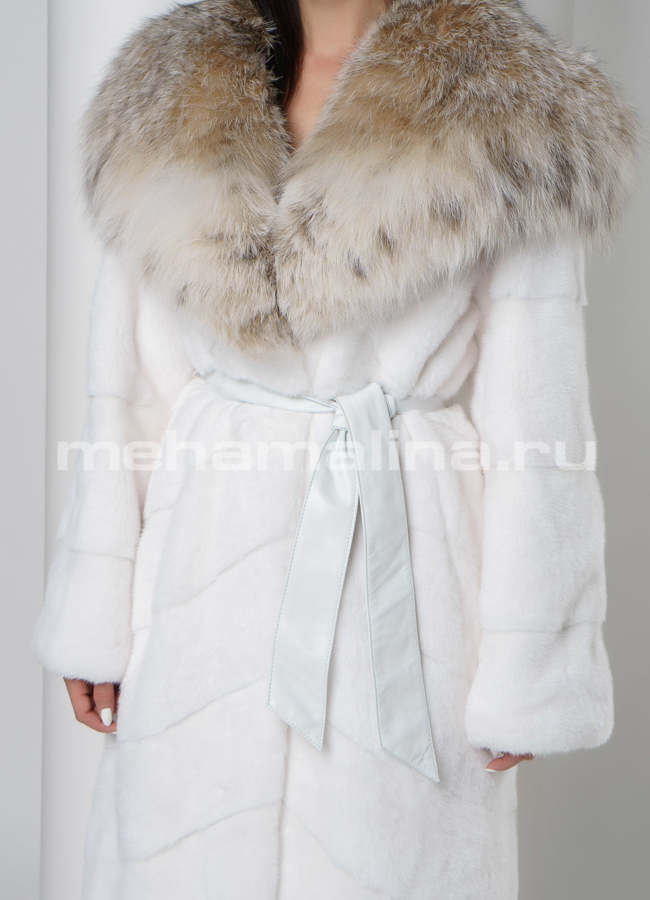 Белая норковая шуба модель № S-717 универмаг малина