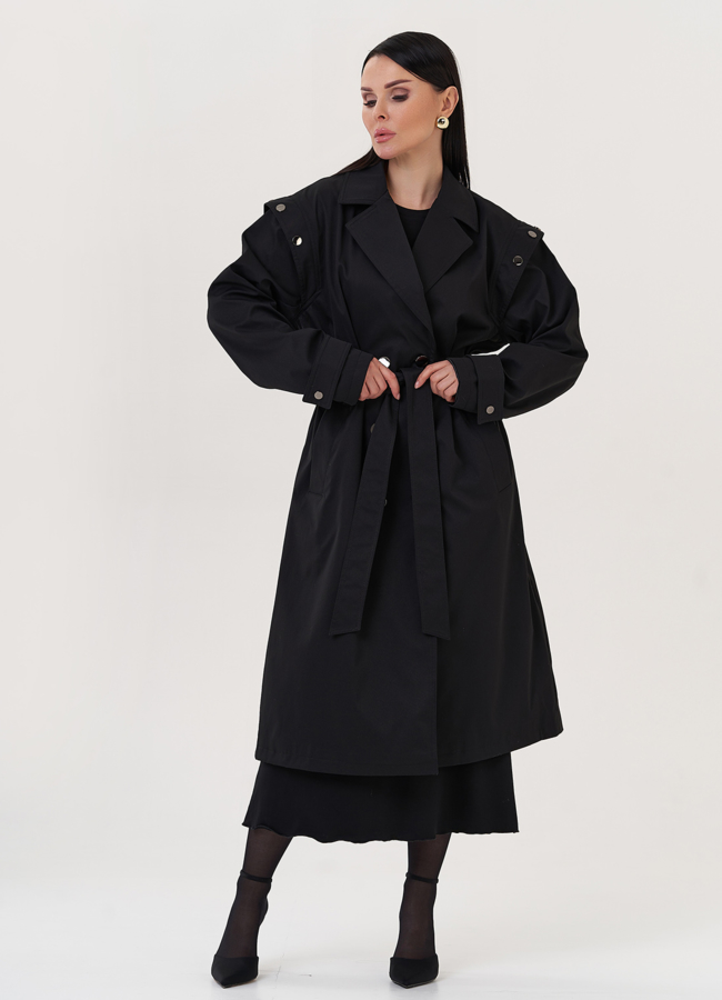 Плащ с английским воротником модель № 27016 меха малина