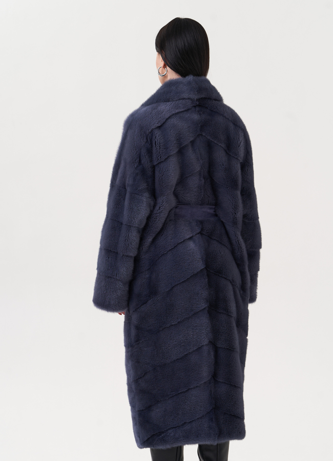 Шуба из меха норки с поясом модель № 26012 универмаг малина