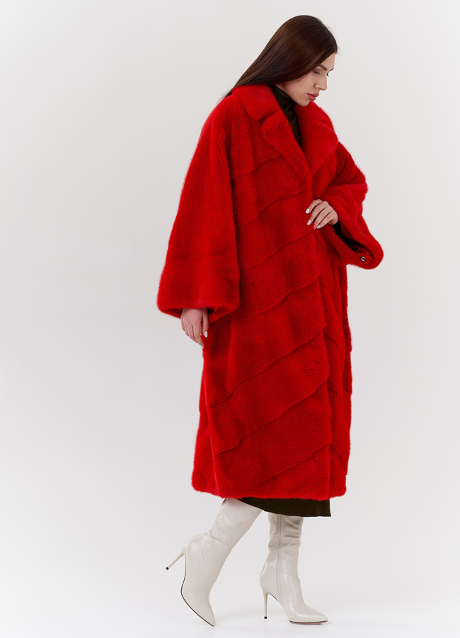 Норковая шуба с английским воротником  модель № 24223 универмаг малина