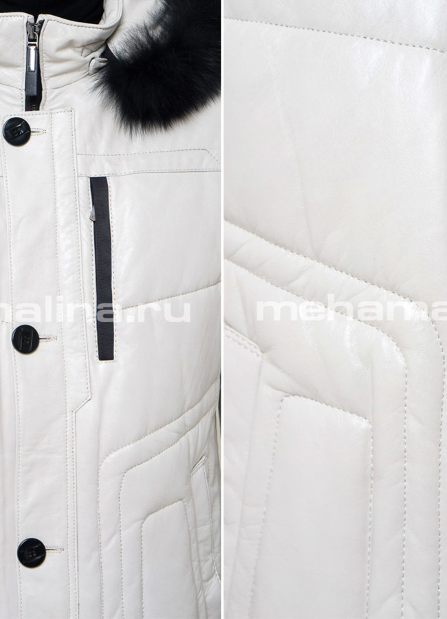 Кожаный пуховик модель № ПМ-59 универмаг малина